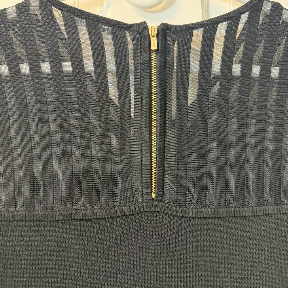 Calvin Klein Black Illusion-Stripe Fit & Flare Knit Dress, Size M - Picture 5 of 7